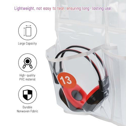 4-pack classroom headphone storage box, classroom organization, white | 60 Bags Clear PVC Door Charts with 124 Labels for Headphones and Cell Phones, Headphone Storage Classroom, Organization - size: 4 Pack