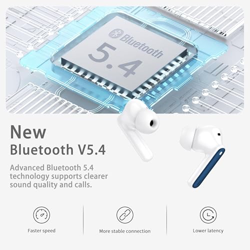 Wireless Earbuds, Bluetooth 5.4 Headphones in Ear with HiFi Stereo Deep Bass, 4 ENC Noise Cancelling Mic Wireless Earphones 40H, in-Ear Earbud Bluetooth Dual LED Display IP7 Waterproof, Dark Blue - color: Navy Blue