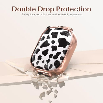 for AirPods Pro 3rd Case with Safety Lock,Magsafe Compatible,Cow Print | Double Secure Lock,Drop Protection,Two-Piece Design,with Gold Keychain, Anti Lost, Dustproof, Cute AirPods Pro 3 Case - color: Cow + Gold, size: Airpods Pro 3 Case