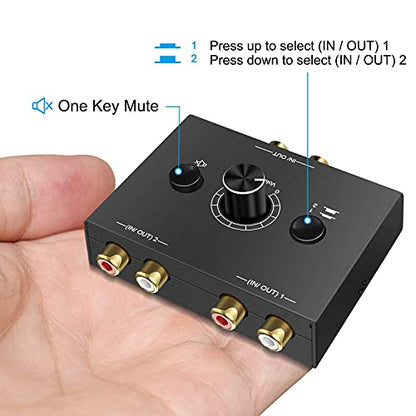 R/L Stereo Audio Switch Audio Switcher AB Switcher Passive Speaker Manual Selector Splitter Box Audio Sharing