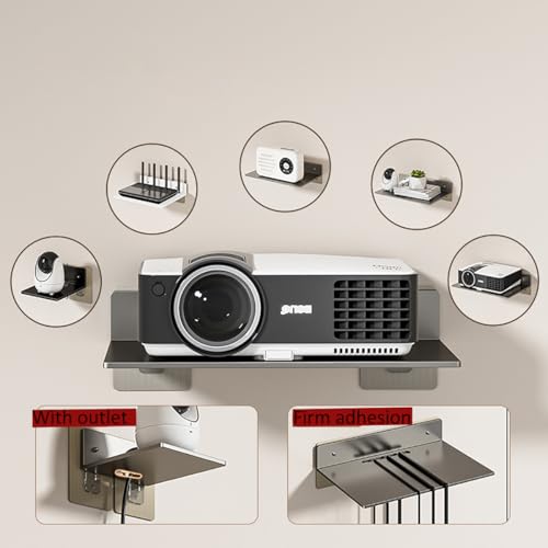 10-Inch Wide Shelf, Projector Shelf for Wall, WiFi Router Storage Rack, Wall Hanging Shelf Storage Rack for TV Box Shelf, Wi-Fi Router, DVD Player, Small Game Consoles