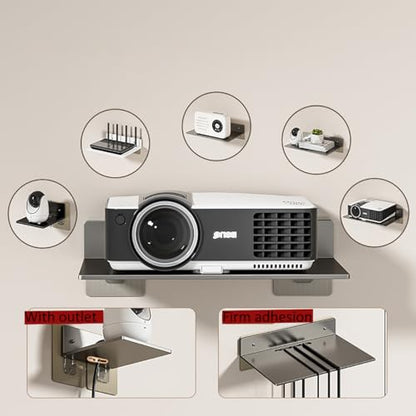 10-Inch Wide Shelf, Projector Shelf for Wall, WiFi Router Storage Rack, Wall Hanging Shelf Storage Rack for TV Box Shelf, Wi-Fi Router, DVD Player, Small Game Consoles