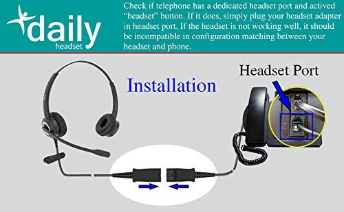Office Phone Headset HD Voice for Aastra Allworx AltiGen Digium IPitomy Telephones, RJ9 & 3.5mm Adapter Cable (Binaural) - size: Duo for Avaya Allworx AltiGen Digium
