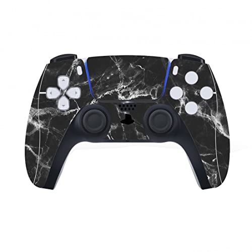 PlayVital Black White Marble Effect Full Set Skin Decal for ps5 Console Disc Edition, Sticker Vinyl Decal for ps5 Controller & Charging Station & Headset & Media Remote - color: Black White Marble