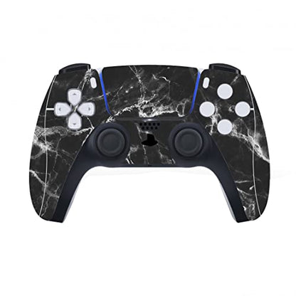 PlayVital Black White Marble Effect Full Set Skin Decal for ps5 Console Disc Edition, Sticker Vinyl Decal for ps5 Controller & Charging Station & Headset & Media Remote - color: Black White Marble