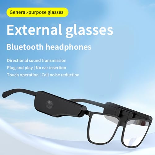 LICAEVEY External Glasses Bluetooth Headphones, Open Ear Audio & Bone Conduction for Sports Running, Wireless Universal Fit Headphones for Glasses