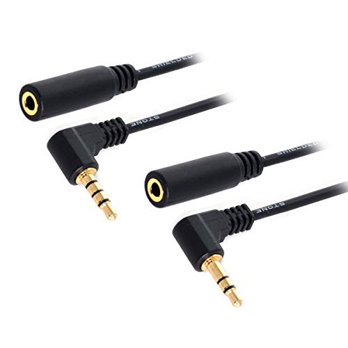 chenyang 2 Pack Headphone/Audio Extension Cable,3/4 Pole 3.5mm Male to 3.5mm Female Audio Stereo Headphone 90 Degree Angled Extension Cable 10cm - color: 2 PACK 3 Pole + 4 Pole
