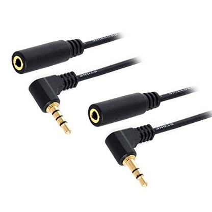 chenyang 2 Pack Headphone/Audio Extension Cable,3/4 Pole 3.5mm Male to 3.5mm Female Audio Stereo Headphone 90 Degree Angled Extension Cable 10cm - color: 2 PACK 3 Pole + 4 Pole