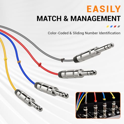Phenyx Pro 4-Channel 1/4-Inch TRS Patch Cable 3 ft PCBL-QR4IN1-3 | 4-in-1 Color-Coded Audio Cable, 24 AWG OFC Copper, Balanced TRS to TRS, Guitar, Bass, Amp - size: 3 Feet