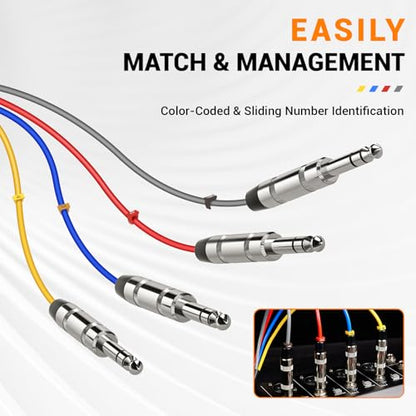 Phenyx Pro 4-Channel 1/4'' TRS Snake Cable 10 ft PCBL-QR4IN1-10 | Color-Coded Patch Wire, 24 AWG OFC Copper Audio Cable, Balanced 1/4-Inch TRS, Guitar, Bass, Amp - size: 10 Feet