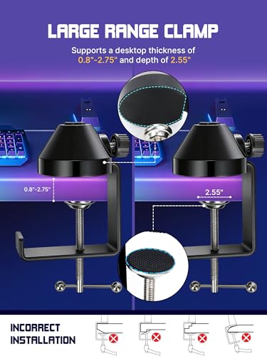 Rode Podmic용 튼튼한 마이크 붐 암, 전문 마이크 스탠드, Shure SM7B, Blue Yeti, HyperX QuadCast, Fifine AM8, 팝 필터 및 맞춤형 폼 커버 키트용 1cm(3/8인치)에서 1.6cm(5/8인치) 어댑터 포함 - color: 붐 암