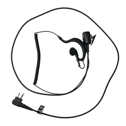 MaximalPower G Shape Hook Radio Earpiece Compatible for Motorola 2 Pin 2 Way Radios - Clip-Ear Earpiece Headset for Models CP200 CLS1110 CLS1410 Two-Way Radios Walkie Talkie (1 Pack)