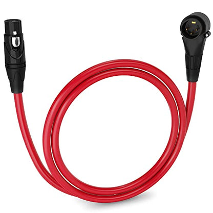 LyxPro 3 ft XLR Mic Cable, Right-Angle Male to Female, Red - color: Red, size: 3 Feet Angled Male