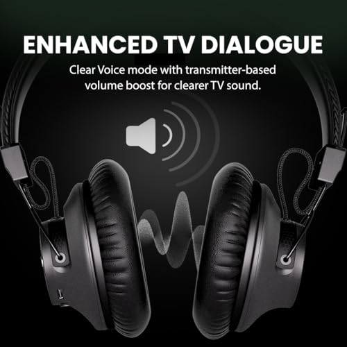 Avantree HT5009 Plus -Wireless TV Headphones with aptX-Adaptive Transmitter | TV Watching via Optical, AUX or Bluetooth, Clear Voice & Volume Boost for Seniors, Comfor Fit, 60H Playtime & Charging Dock