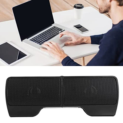 Zerodis Laptop Speakers, USB Powered Soundbar with Screen Clip, Stereo Computer Speaker for Monitor Desktop PC, Wired Mini Sound Bar with Passive Radiators, Plug and Play
