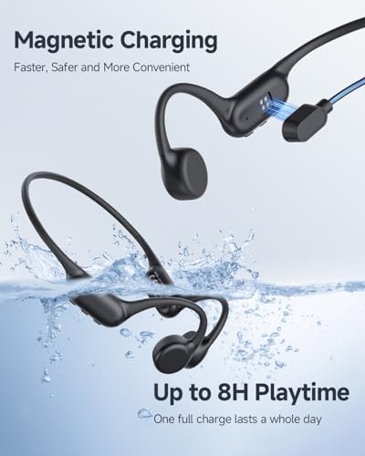 PSIER Bone Conduction Headphones, IPX8 Waterproof Swimming Headphones | Open Ear Earbuds with 32GB Memory, Switch to MP3 Mode Underwater, AI Music Generation, 8H Playtime Bluetooth 6.0 for Running - color: Matte Black