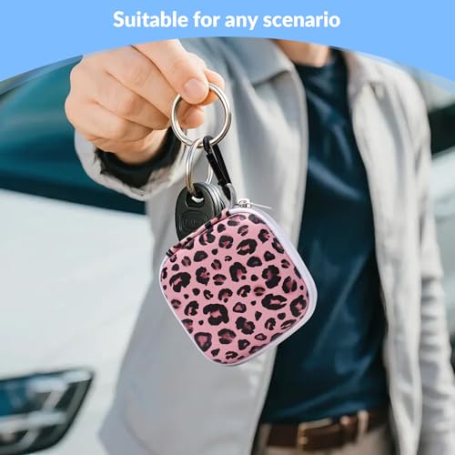 Unique Patterned Portable EVA Earbud Case with Carabiner | Printed Earbud Holder With Sturdy Carabiner, Multi-Use Storage For Earphones, Headphones, SD Cards & Small Electronic Chips - color: leopard print