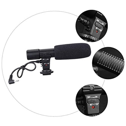 Mikinona Professional Camera Microphone for DSLR Camcorder with Long Pickup Distance Up to High-Definition Stereo Sound Cable Hot Shoe and Screw Mount for Interview Recording and Live