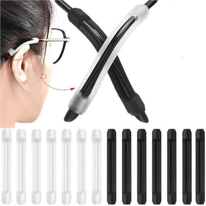 300Pcs Silicone Anti Slip Temple Tip Holder Eyeglass Grips Ear Hooks for Glasses | Non-slip silicone ear hooks keep glasses secure; 300pcs in black, clear, grey, coffee. - color: Clear