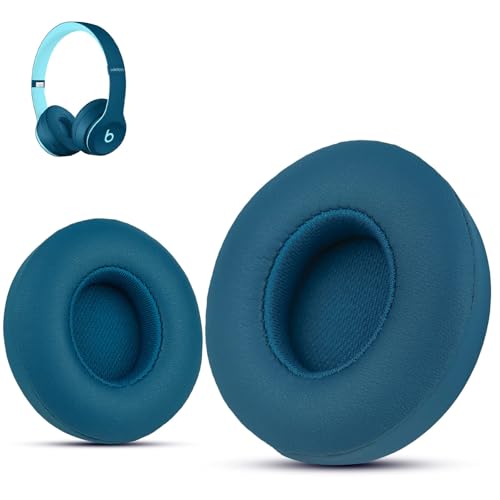 Krone Kalpasmos Beats Solo 3 Earpad Replacement for Solo 2 & Solo 3 | Soft Memory Foam Beats Solo 3 Replacement Ear Pads with Protein Leather, Durable Beat Headphone Cover for Solo 2/3, Pop Blue - color: Pop Blue