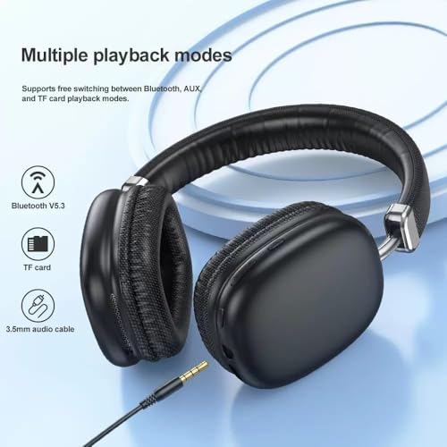 Wireless Over Ear Headphones,Noise Canceling Bluetooth Headphones with Microphone 48H Playtime HiFi Stereo Lightweight Soft Earpads Headset Deep Bass Android iOS Compatibility for Home Travel Office