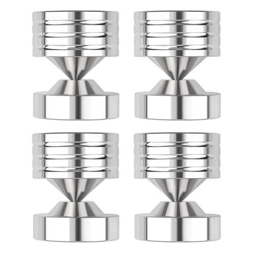 Speaker Isolation Pads 304 Stainless Steel Spikes & Isolation Feet for Subwoofer, Turntable, Bookshelf Speakers, 4 Pack with Adhesive Pads, Small - size: Small