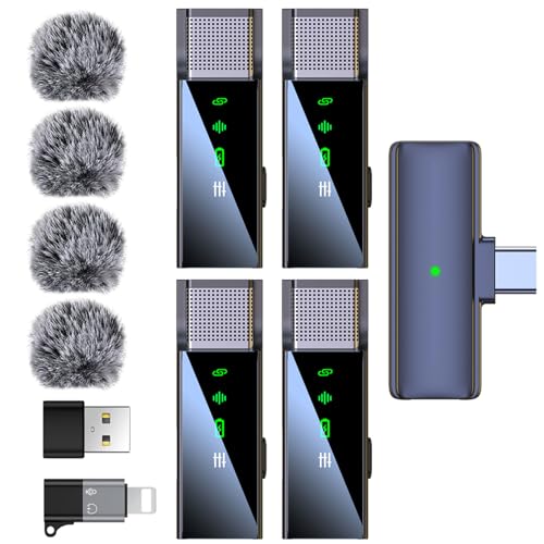 4 Wireless Lavalier Microphone Mini for iPhone Android Phone Pad PC