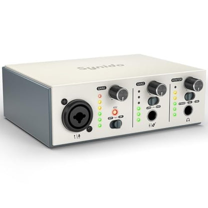 USB C Audio Interface for Recording Music, Streaming, Podcasting with XLR, Line Input, 24bit/48kHz, 48V Phantom Power, 2-channel, Silver