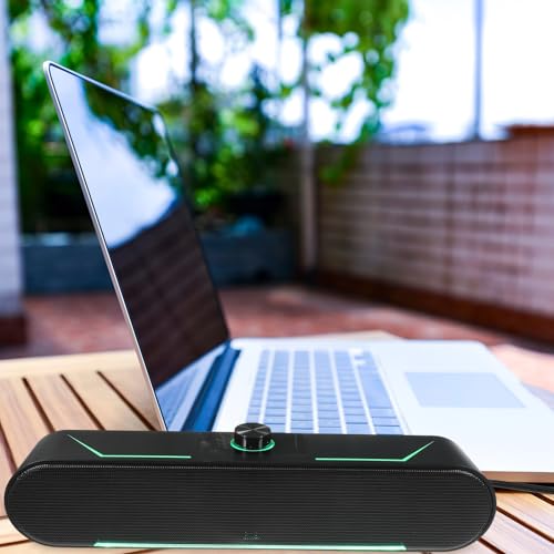 Wired Soundbar for Computer and Tablet with LED Lighting, Plastic Desktop Speaker System with Wide Compatibility, Home Speaker for Enhanced Audio Experience