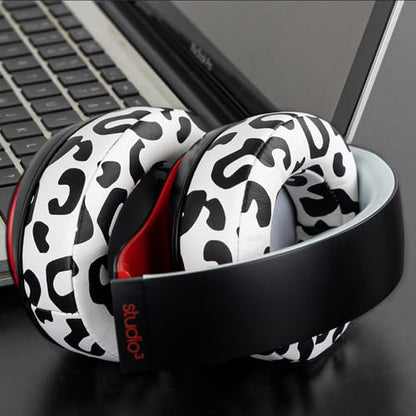 Replacement Ear Pads Cushions for Beats Studio 2 & Studio 3 Wired & Wireless Headphones, Earpads with Soft Protein Leather, Noise Isolation Memory Foam, Added Thickness - Snow Leopard - color: Snow Leopard
