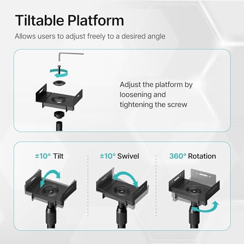 Height-Adjustable Speaker Stands Pair, Black | Height Adjustable from 33.4" to 44", 11LBS Capacity, Surround Sound Speaker Stands, Cable Management, 1 Pair