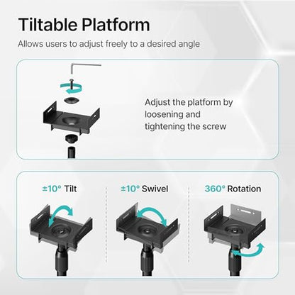 Height-Adjustable Speaker Stands Pair, Black | Height Adjustable from 33.4" to 44", 11LBS Capacity, Surround Sound Speaker Stands, Cable Management, 1 Pair