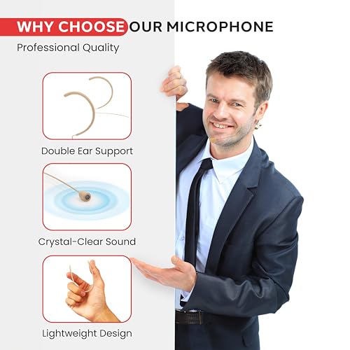 Pyle Double Over-Ear Microphone Headset - Professional Hands-Free Omnidirectional Wired Audio Boom Condenser Microphone Headset w/ 3.5mm / 1/4" Adapter, 1.2m Cable, and Windscreen.