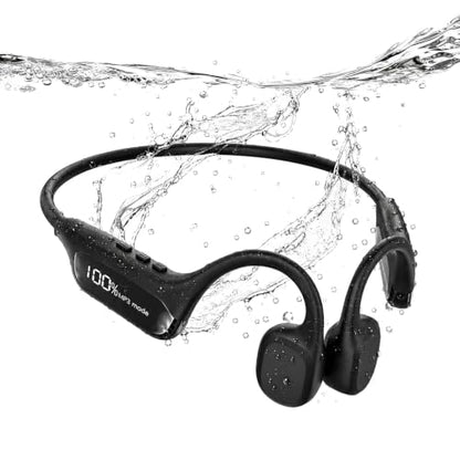 Bone Conduction Headphones IP68 Waterproof, 32GB MP3 Player, Open-Ear Wireless Bluetooth 5.2 Waterproof Headphones for Swimming, Pool, Open Water, Running & Training - Fast Charging - Black - color: Black