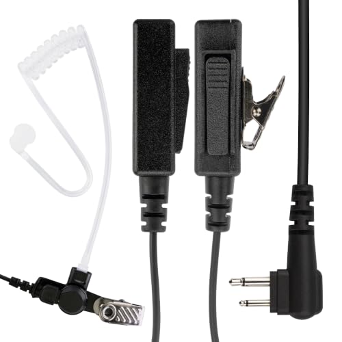 BCT22-M1 2-Wire Surveillance Acoustic Tube Earpiece with PTT Mic Compatible with Motorola CP200D CP100D R2 DEP450 BPR40D CP200 CP185 BPR40 Yaesu FT-65 FT-25 FT-4X/V XiR P3688 - size: 1 Piece
