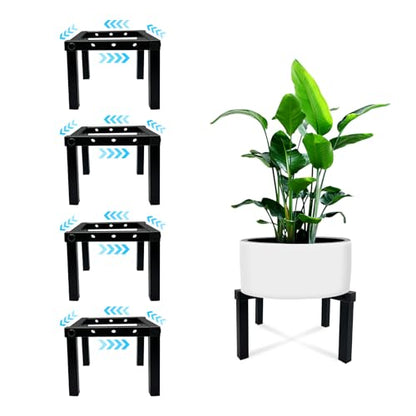 4 Pcs Four Legs Adjustable Metal Plant Stand for 5"-10" Plant Pot – Indoor & Outdoor (Black, 4 Pack) - color: Mini 4Pcs Black 5-10", style: 3 - Mini
