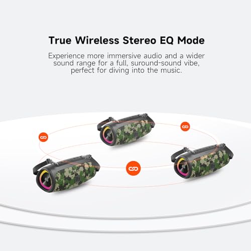 TAZATA Portable Loud Bluetooth Speaker, 90W (Peak) Large Subwoofer Speakers Wireless Bluetooth 5.3 with Powerbank USB Charge Out,Rugged Outdoor for Party,Beach,Golf,Pool,Shower,Valentines Day Gifts - color: CAMO