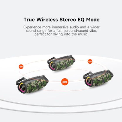 TAZATA Portable Loud Bluetooth Speaker, 90W (Peak) Large Subwoofer Speakers Wireless Bluetooth 5.3 with Powerbank USB Charge Out,Rugged Outdoor for Party,Beach,Golf,Pool,Shower,Valentines Day Gifts - color: CAMO