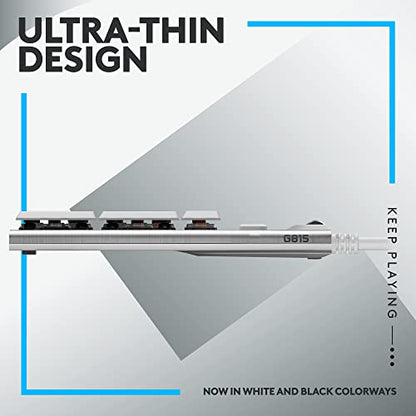 Logitech G815 LIGHTSYNC RGB Mechanical Gaming Keyboard with Low Profile GL Tactile Key Switch, 5 programmable G-Keys,USB Passthrough, Dedicated Media Control, Black and White colorways - color: White, size: Full Size, style: Wired