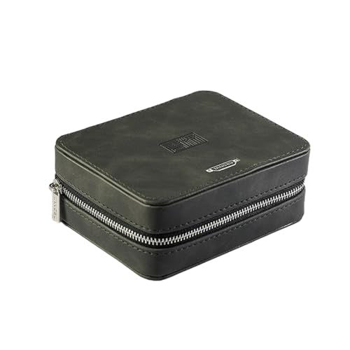 Leather Earphone Case, Water-Resistant Portable Earbuds Storage Case for Earphones, Audio Accessories, Eartips and Cables, Grey