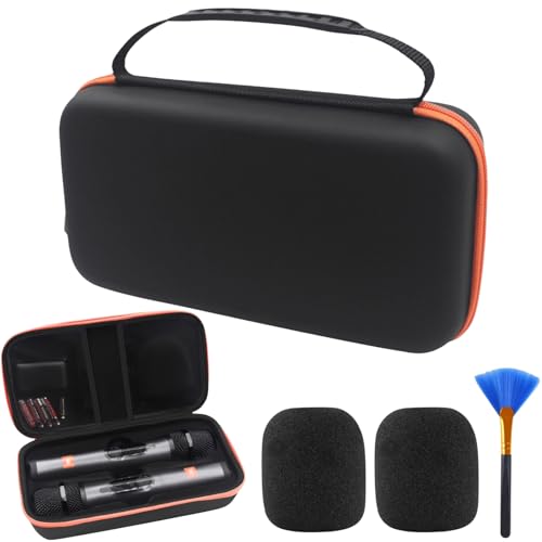 Wireless Microphone Case for JBL Dual System - Hard EVA Waterproof Storage, Includes Cleaning Brush + 2 Foam Windscreens, Fits 2 Mics, Receiver & Accessories (Box Only)