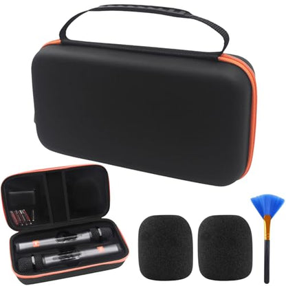 Wireless Microphone Case for JBL Dual System - Hard EVA Waterproof Storage, Includes Cleaning Brush + 2 Foam Windscreens, Fits 2 Mics, Receiver & Accessories (Box Only)