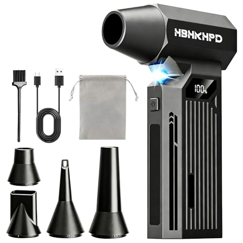 Compressed Air Duster, 150000RPM Electric Air Duster | 4-Gear Brushless Cordless, Mini Blower with LED Light, Rechargeable, For Computer, Car & Home