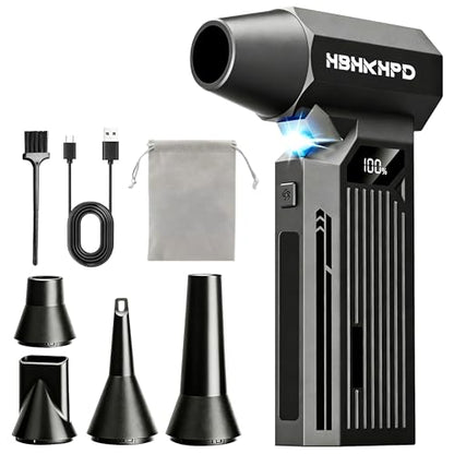Compressed Air Duster, 150000RPM Electric Air Duster | 4-Gear Brushless Cordless, Mini Blower with LED Light, Rechargeable, For Computer, Car & Home