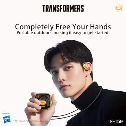 Transformers Earbuds T59, Bluetooth 5.4 Wireless Gaming Earbuds with Mic, Ear Hook Sport Earbuds, Low Latency, 13mm Drivers, IPX5 Waterproof, 24H Playtime (Bumblebee Yellow) - color: Bumblebee Yellow