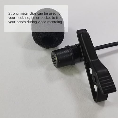 Beaupretty Lapel Condenser Microphone Kit with Clip, 2m Long Wire Hands-Free Mini Recording Mic Set Including Pu Carrying Case and 3.5mm Adapter for Audio Recording and Presentation