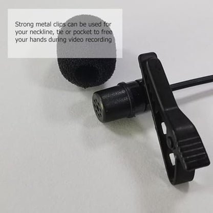 Beaupretty Lapel Condenser Microphone Kit with Clip, 2m Long Wire Hands-Free Mini Recording Mic Set Including Pu Carrying Case and 3.5mm Adapter for Audio Recording and Presentation