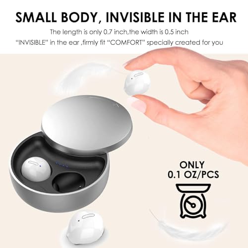 Xmenha Smallest Invisible Earbuds Wireless Ear Buds Bluetooth in Ear Mini Discreet Small Tiny Earpiece Sleep Earbuds Hidden with Charging Case Headphones for Small Ears Work Sleeping Android White - color: White