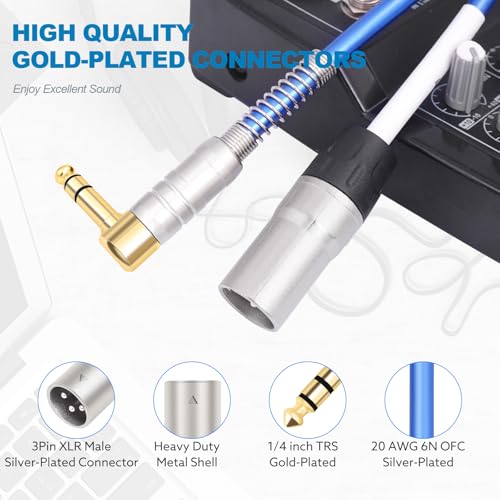 HiFi XLR Male to Right Angle 1/4 inch TRS Cable - color: Right Angle 1/4 inch TRS/ 3FT