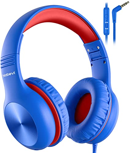 Nabevi Headphones for Kids for School, Kids Headphones with Microphone, Sharing Function, 85dB/94dB Safe Volume Limit, Over Ear Kid Headphone for School, On-line Study, Travel, Glaze Blue - color: Glaze Blue